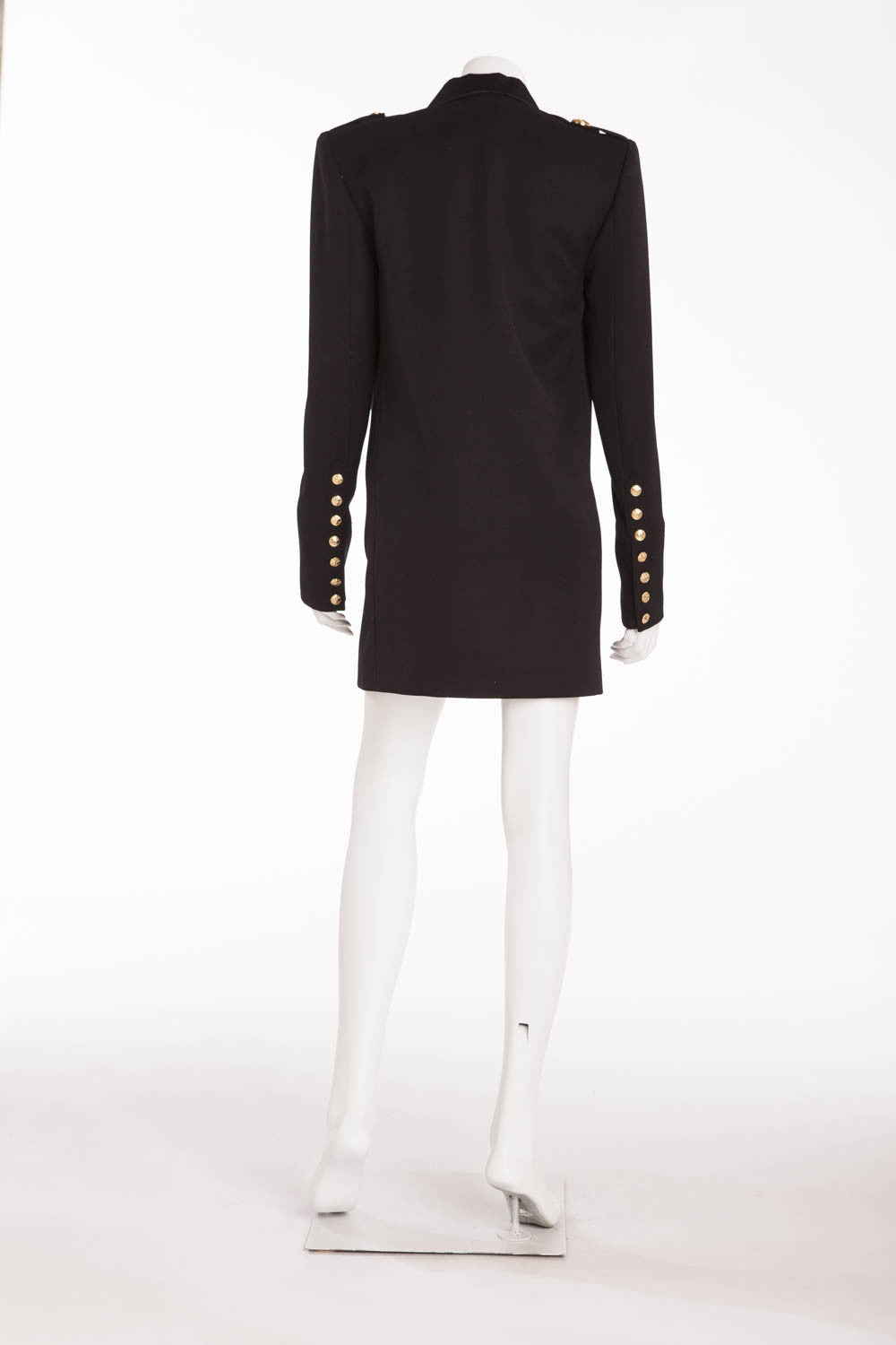 Balmain - As Seen on Kim Kardashian - Black Blazer Dress with Silk Tri LUXHAVE