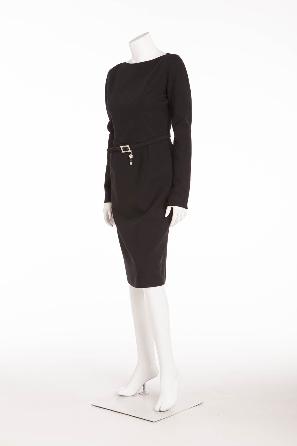 Chrisitan Dior 2PC Black Long Sleeve Dress with Skinny Belt