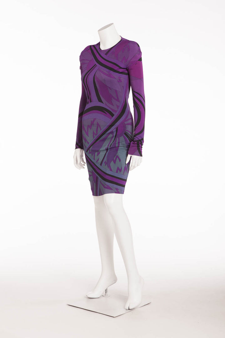 Emilio Pucci - NWT Long Sleeve Purple Mini Dress - IT 42 LUXHAVE Emilio Pucci - NWT Long Sleeve Purple Mini Dress - IT 42 LUXHAVE