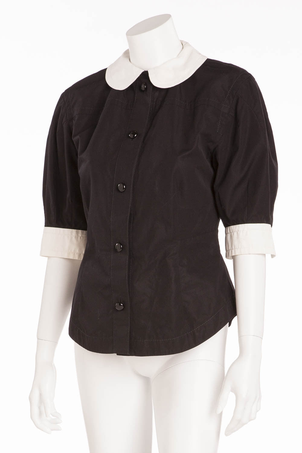 Louis Vuitton - Editorial, 3/4 Sleeve Black/White Collar Button Up 