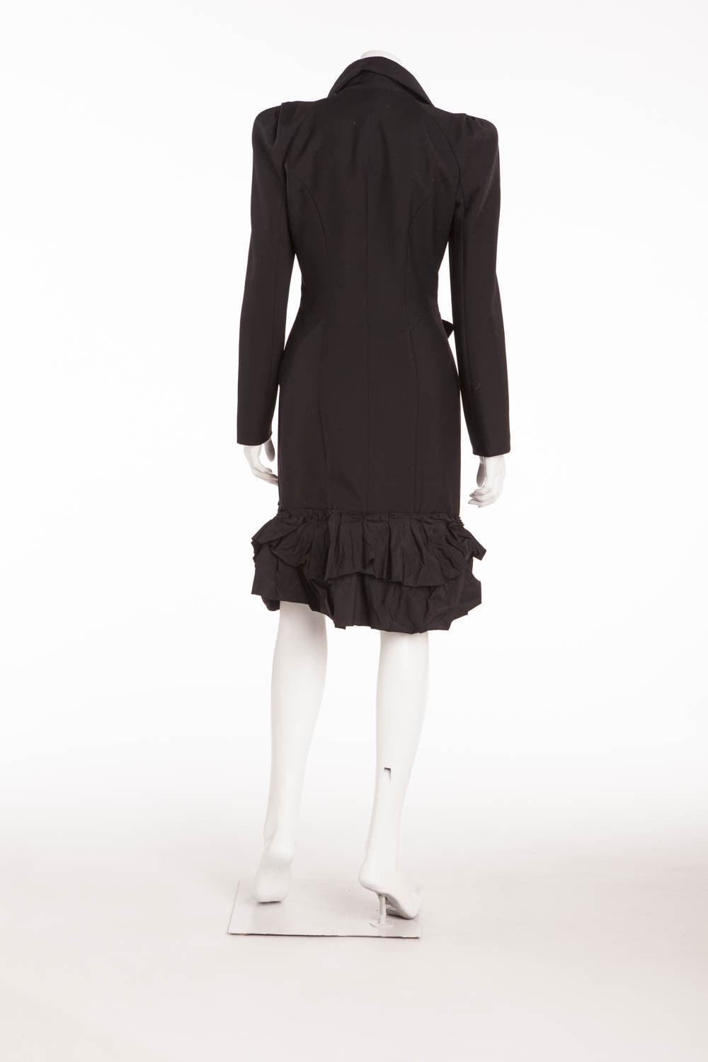 Louis Vuitton - Black Coat with Ruffle On Bottom