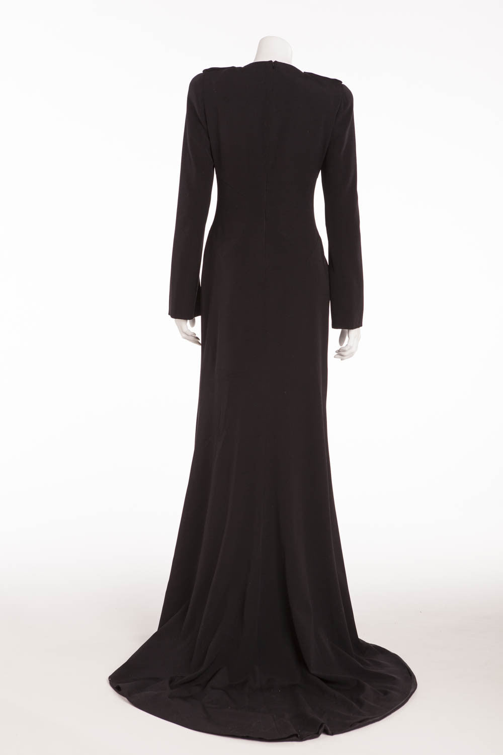 alexander mcqueen long black dress - Sleeve Long Gown with High Slit Evening dress in black Women's size:L Jennie Wears a Chanel three piece